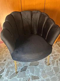 Poltrona Imbottita, Sedia da Salotto Moderna Nera.