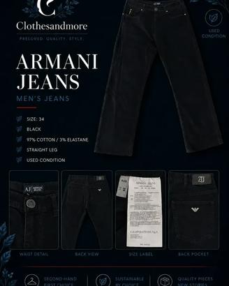 Pantaloni Armani uomo M velluto nero EU 34