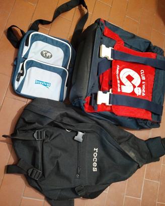 Due zaini + un borsello da viaggio. 