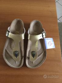 Sandali NUOVI Birkenstock n. 35 mod, Gizeh col Oro