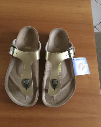 Sandali NUOVI Birkenstock n. 35 mod, Gizeh col Oro