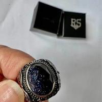 Anello R&S in acciaio inox e pietra blu brillantat