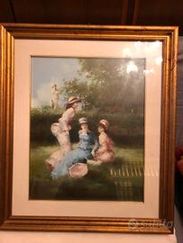Quadro di Luigi Rocca | donne in giardino | 40x50