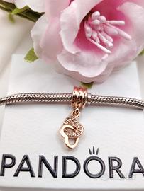 Charm originale pandora cuori intrecciati oro rosa