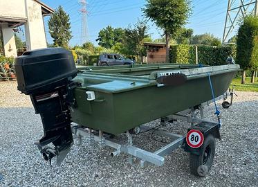 Barca caccia e pesca, motore mercury 25 e carrel