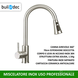 Miscelatore cucina Buildec doccetta 3 getti inox