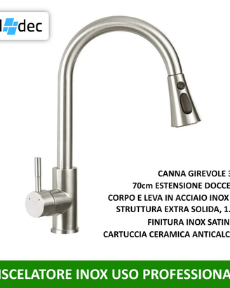 Miscelatore cucina Buildec doccetta 3 getti inox