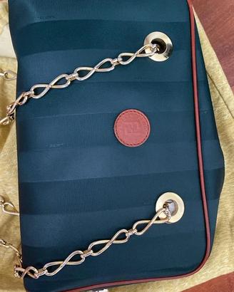 Fendi Vintage Shoulder Bag Verde Catena Oro