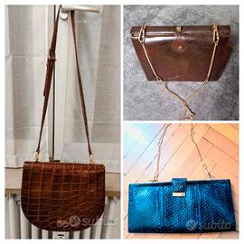 set tre borse vintage in pelle esotica 