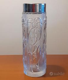 Vaso per fiori vetro bordo argentato