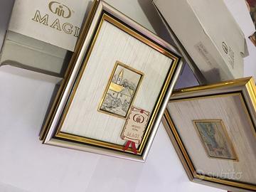 Coppia quadretti su foglia d'argento 925/000