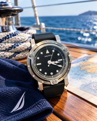 Orologio uomo sportivo nautica 90 vintage acciaio
