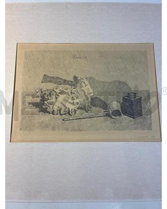 STAMPA GIORGIO MORANDI NATURA MORTA CON CALAMAIO