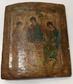 Antica icona dipinta su tavola 47 X 39 cm del 700