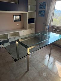 Tavolo di Cristallo molato con basi in marmo 2mX1m