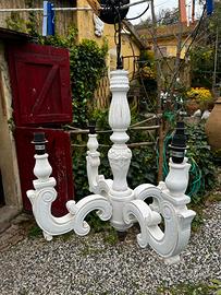 Lampadario a sospensione shabby bianco