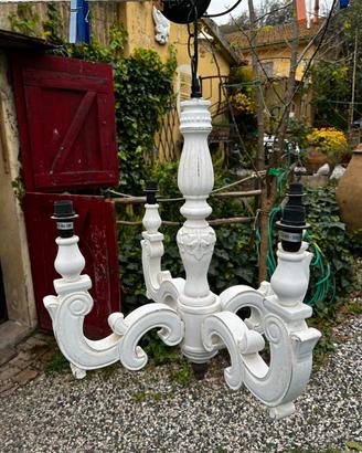 Lampadario a sospensione shabby bianco