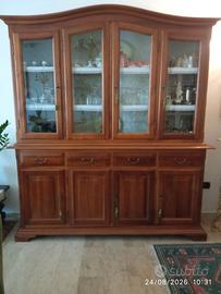Credenza con cristalliera legno massello  2 corpi