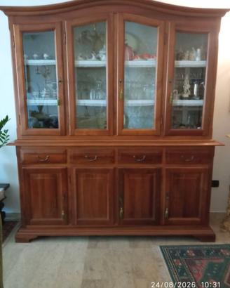Credenza con cristalliera legno massello  2 corpi