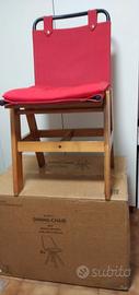 Set 6 sedie in legno e tessuto rosso