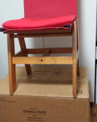 Set 6 sedie in legno e tessuto rosso