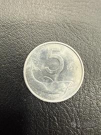 N.50 monete da 5 lire delfino 1977