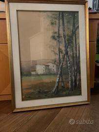 Quadro con paesaggio di campagna