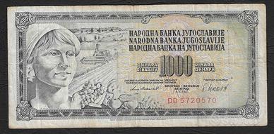 Jugoslavia - banconota circolata da 1000 Dinari