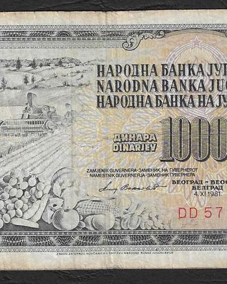 Jugoslavia - banconota circolata da 1000 Dinari