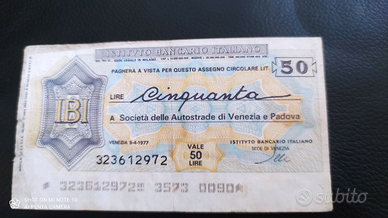 Mini assegno cinquanta lire