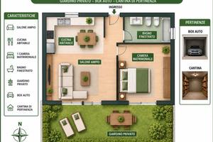 Uscio trilo con giardino garage