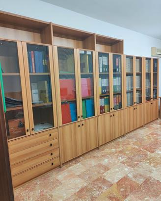 Librerie in rovere con ante a vetro