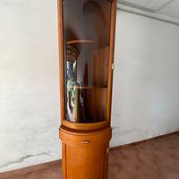 Vetrinetta colonna in legno con vetro curvo