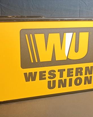 Insegna Luminosa Western Union Bifacciale Vintage 
