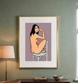 Serigrafia  anni 70 sogg. Donna
