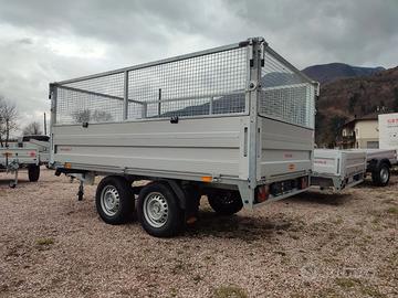 Carrello rimorchio doppio asse con reti in acciaio