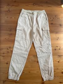 Pantaloni Cargo Beigie / Panna con Elastico Jogger
