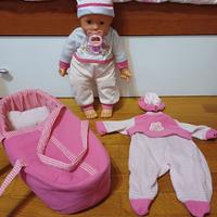 Bambola "Bimbo" con culla portatile