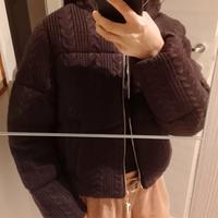 Giacca corta in maglia a trecce con cappuccio tgS