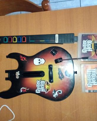 PS3 RED OCTANE GUITAR HERO + DONGLE + GIOCHI