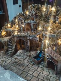 presepe di natale illuminato artigianale 