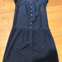Abito Blu Navy a Pois Bianchi-Stile Vintage