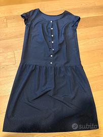 Abito Blu Navy a Pois Bianchi-Stile Vintage