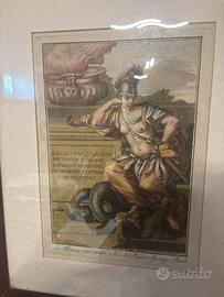 Quadro, incisione acquarellata fine ‘700