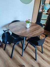 Tavolo rotondo allungabile e sedie Conforama