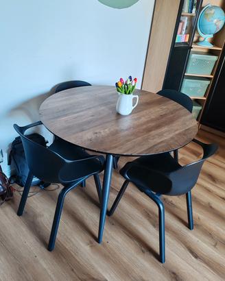 Tavolo rotondo allungabile e sedie Conforama