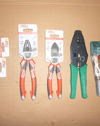Pinza e tronchese grandi+crimpatrice+provatensione