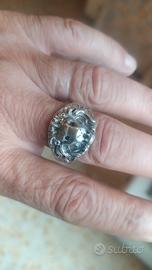 anello testa di leone in argento 
