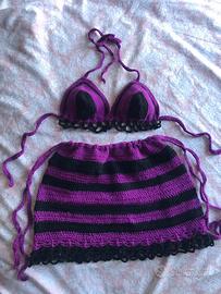 Set crochet fatto a mano- top+gonna