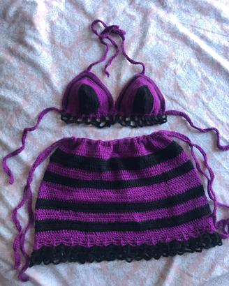 Set crochet fatto a mano- top+gonna